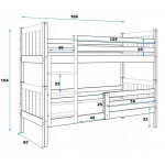 Poschodová posteľ Carino 160x80 sivá + matrace